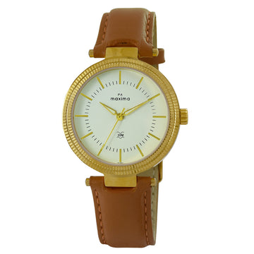 Maxima GOLD Women White Dial Analogue Watch - 61981LMLY